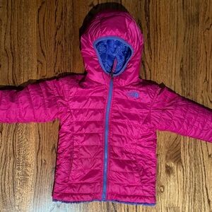 The North Face Reversible Shasta Full Zip Puffer Fleece Jacket Pink and Purple